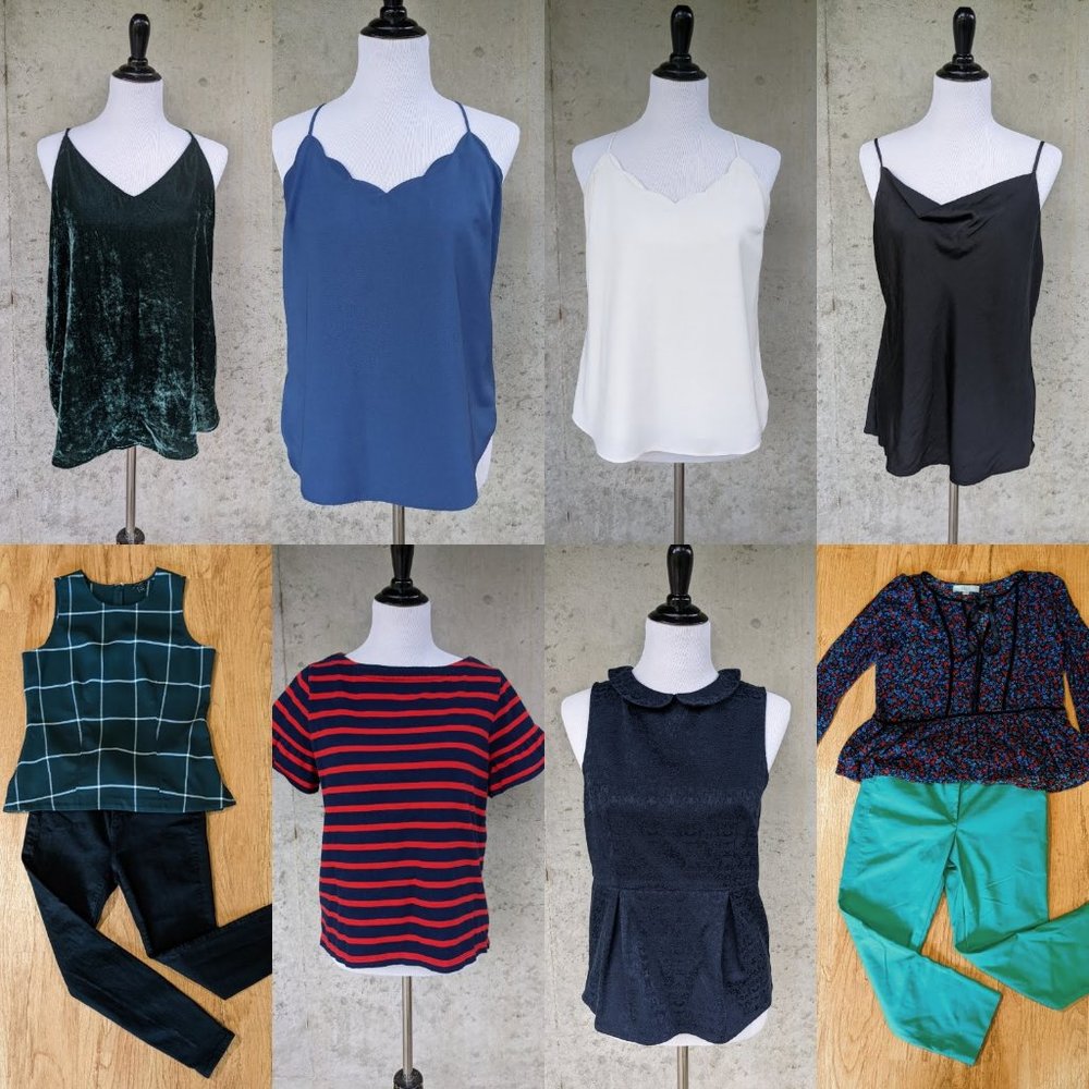 Lot of 10 J.CREW LOFT Shirts and Pants, Size 8 - 10 Large, Work Business, Camis